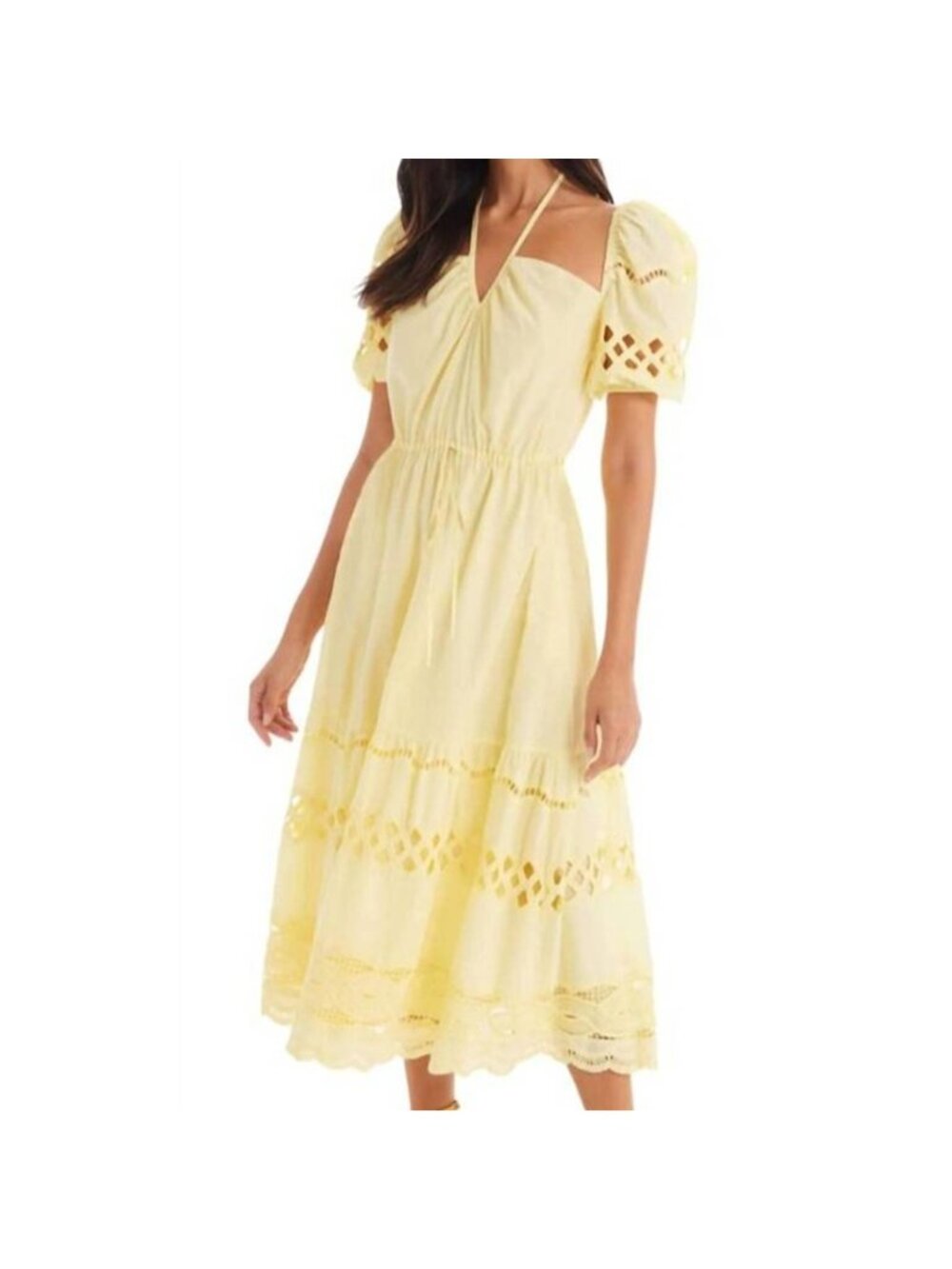 Allison New York Emilia Midi Dress in Butter Yellow Size Large New